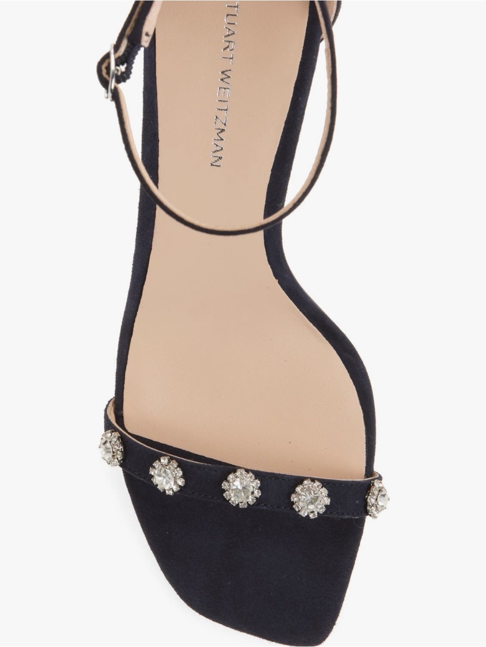 NWT Stuart Weitzman ‘Justina 75’ Heeled Sandal in “Nice Blue” Navy Suede Size 9 - Picture 11 of 12